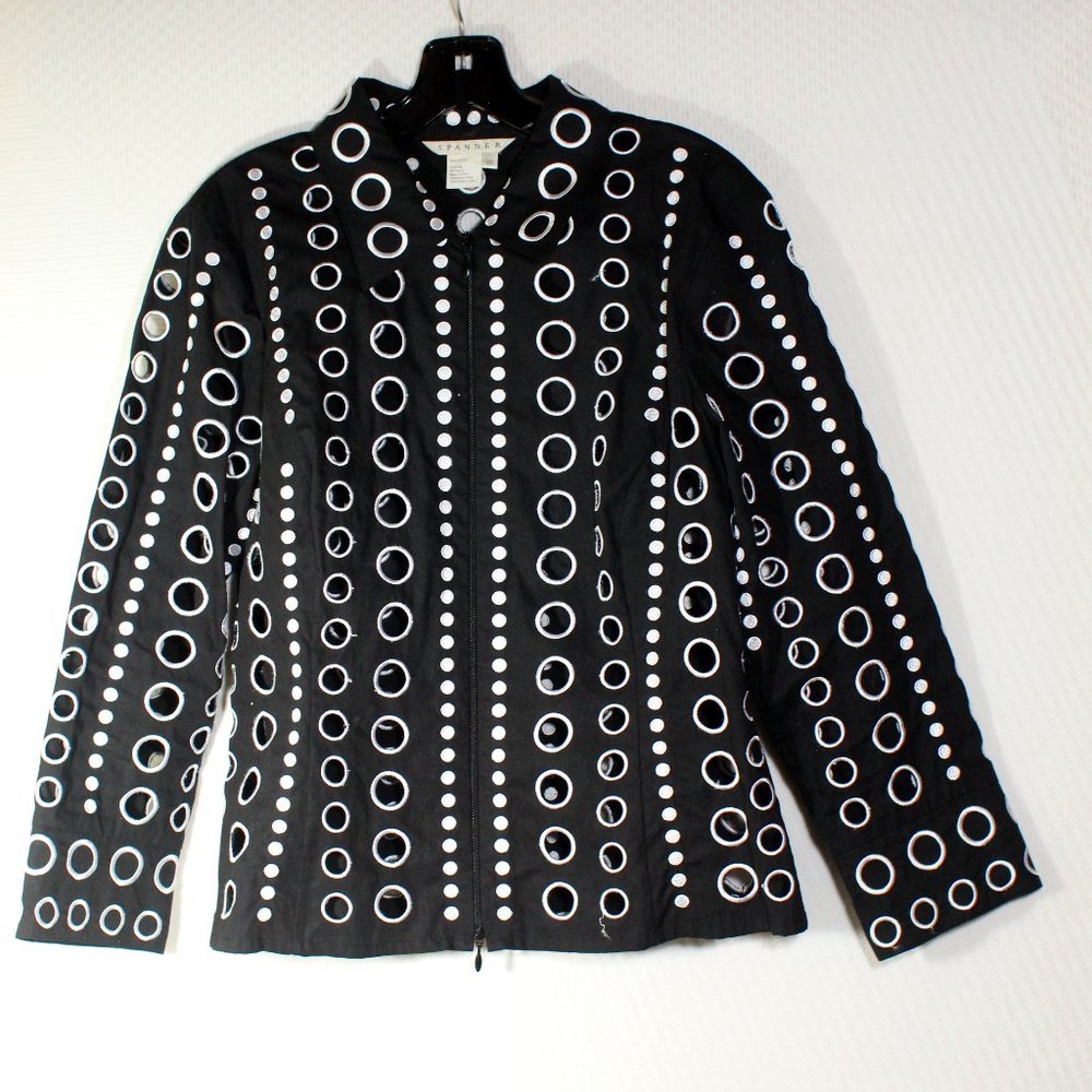 SPANNER Black Jacket with White Circle Stud Pattern